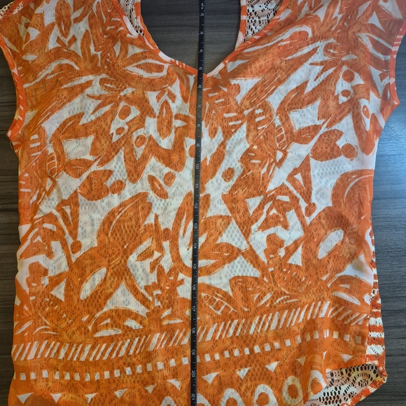 The Limited Orange Printed V-Neck Blouse - Picture 7 of 8